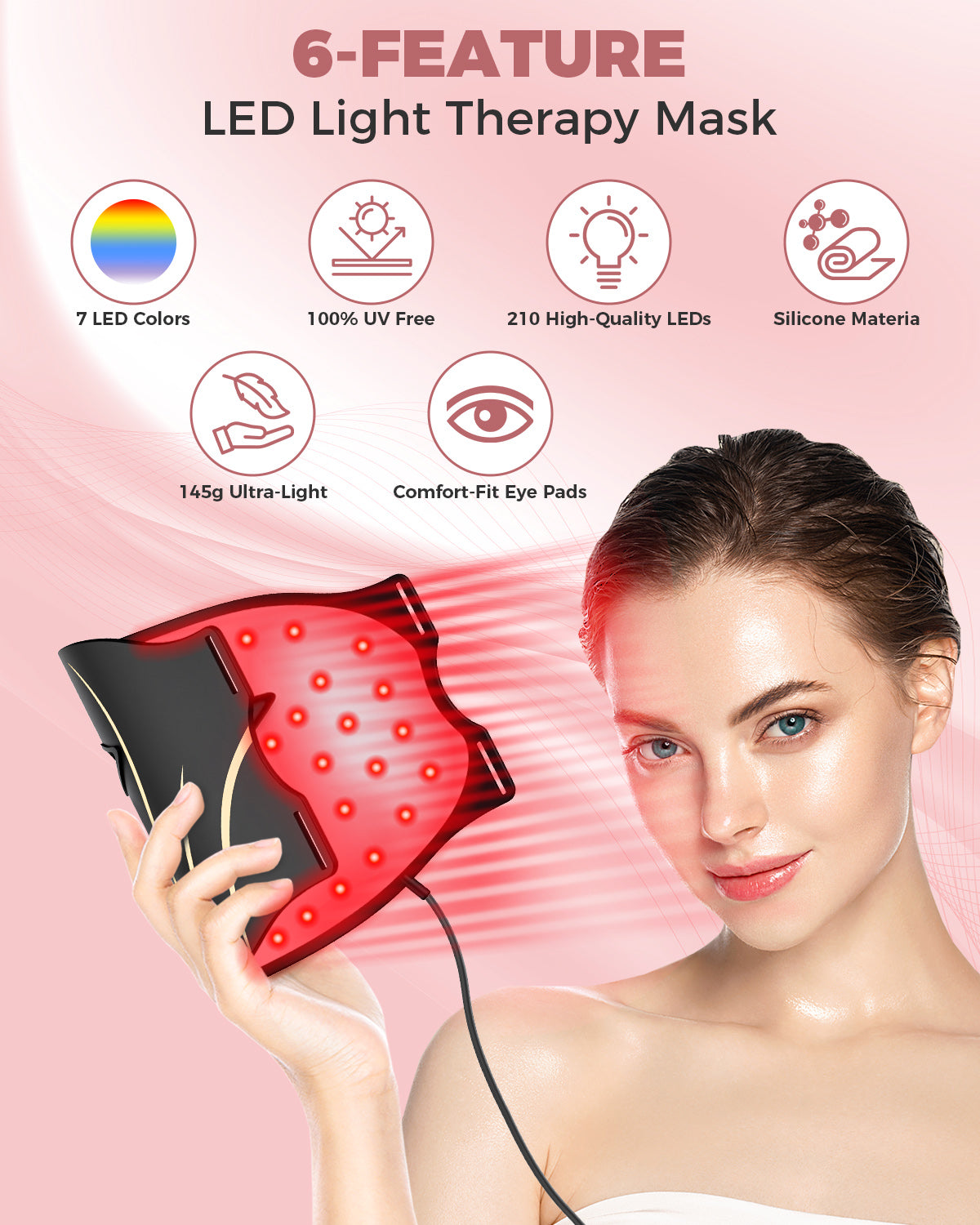 Red Light Therapy Mask for Face with Remote