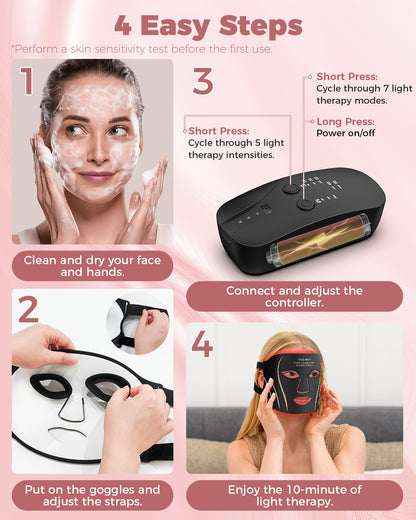Red Light Therapy Mask for Face with Remote