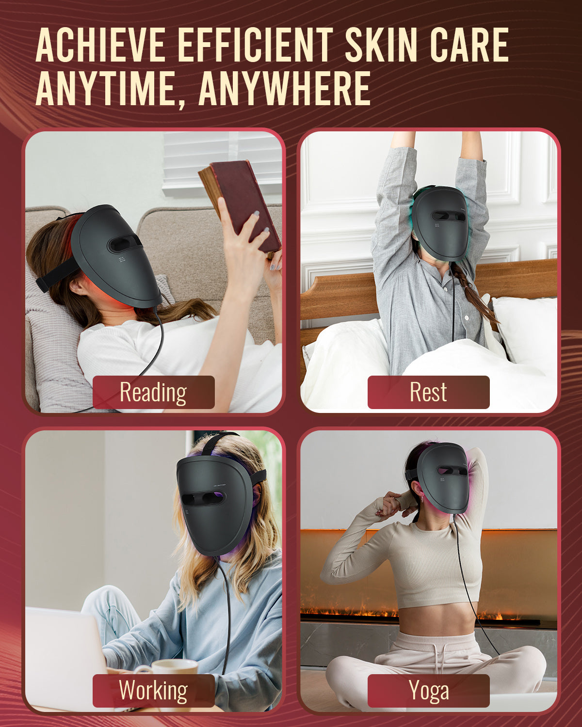 LED Red Light Mask for Skin Care Treatment with Controller