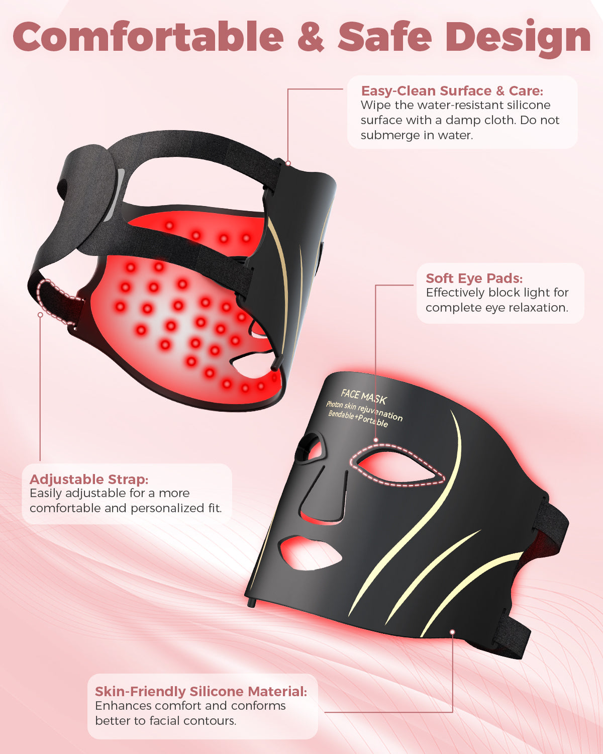 Red Light Therapy Mask for Face with Remote